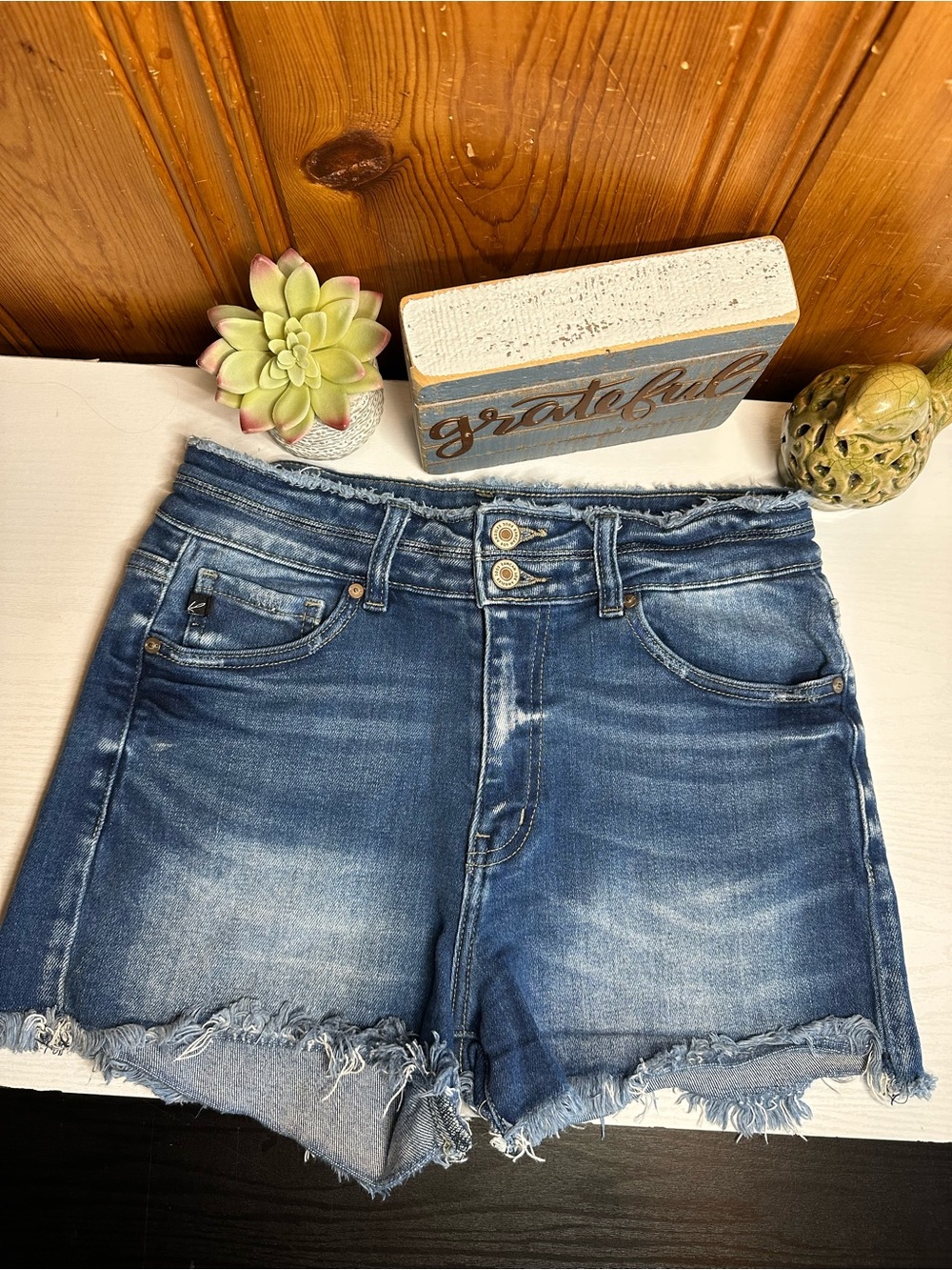 KanCan Medium Blue Distressed Denim Shorts